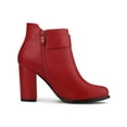 thumbnail image 3 of BLISSFUL STEP Women's Round Toe Circle Buckle Block High Heel Ankle Boots, 3 of 7