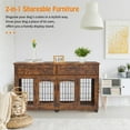 thumbnail image 4 of 58" Dual-Room Dog Crate Furniture w/2 Drawers, Chew-Proof MDF Kennel Cabinet, Rustic, 4 of 6