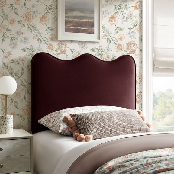 Athena Stain-Resistant Performance Velvet Twin Size Headboard in Mulberry
