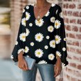thumbnail image 2 of Blusa informal con cuello en V y manga larga abullonada estampada para mujer Fridja  czfsfas4716, 2 of 9