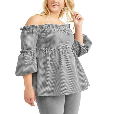Poof Junior Plus Off the Shoulder Ruffle Blouse