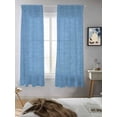 thumbnail image 5 of Blue Burlap Texture Curtains 72 Inch Length, Sheer Curtains for Bedroom Living Room Window Farmhouse Vintage Blue Rod Pocket Voile Drapes Kitchen Curtains Small Half Window 52"x72" 2 Panels, 5 of 7