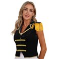 thumbnail image 5 of Haitryli Women's Ringmaster Waistcoat Vest Velvet Tuxedo Uniform Halloween Sleeveless Short Jacket Black M, 5 of 7