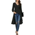 thumbnail image 2 of INSPIRE CHIC Women's V Neck High Low Hem Peplum Long Blouses, 2 of 5