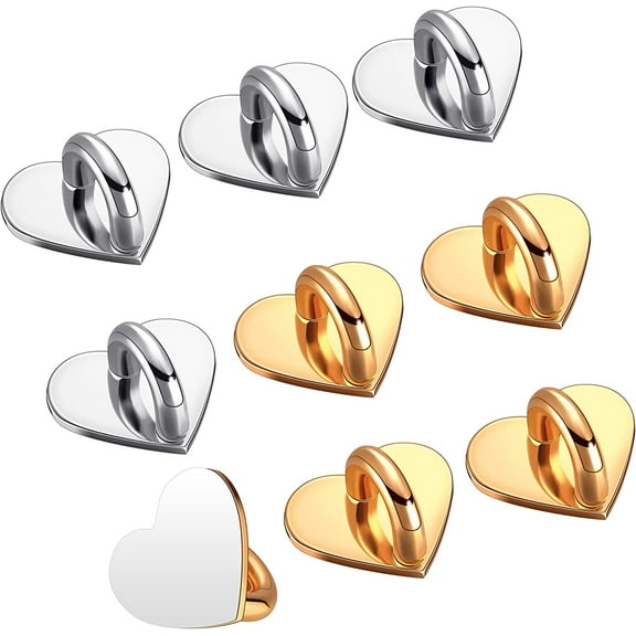 Lsupdaol 8 Pcs Cell Phone Finger Ring Adhesive Metal Phone Finger Grip Loop Stand Heart Grip Holder Charm Hook for DIY Hanging Supplies