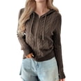 thumbnail image 1 of Suéteres de Punto para Mujer, Suéteres de Larga con Cuello en V, Camisetas Casuales, Conjuntos de Moda de Otoño. Café M, 1 of 7