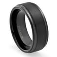 thumbnail image 2 of Mens Wedding Band in Titanium 8MM Ring Black Plated - Brushed Top and Grooved Polished Edges, 2 of 2