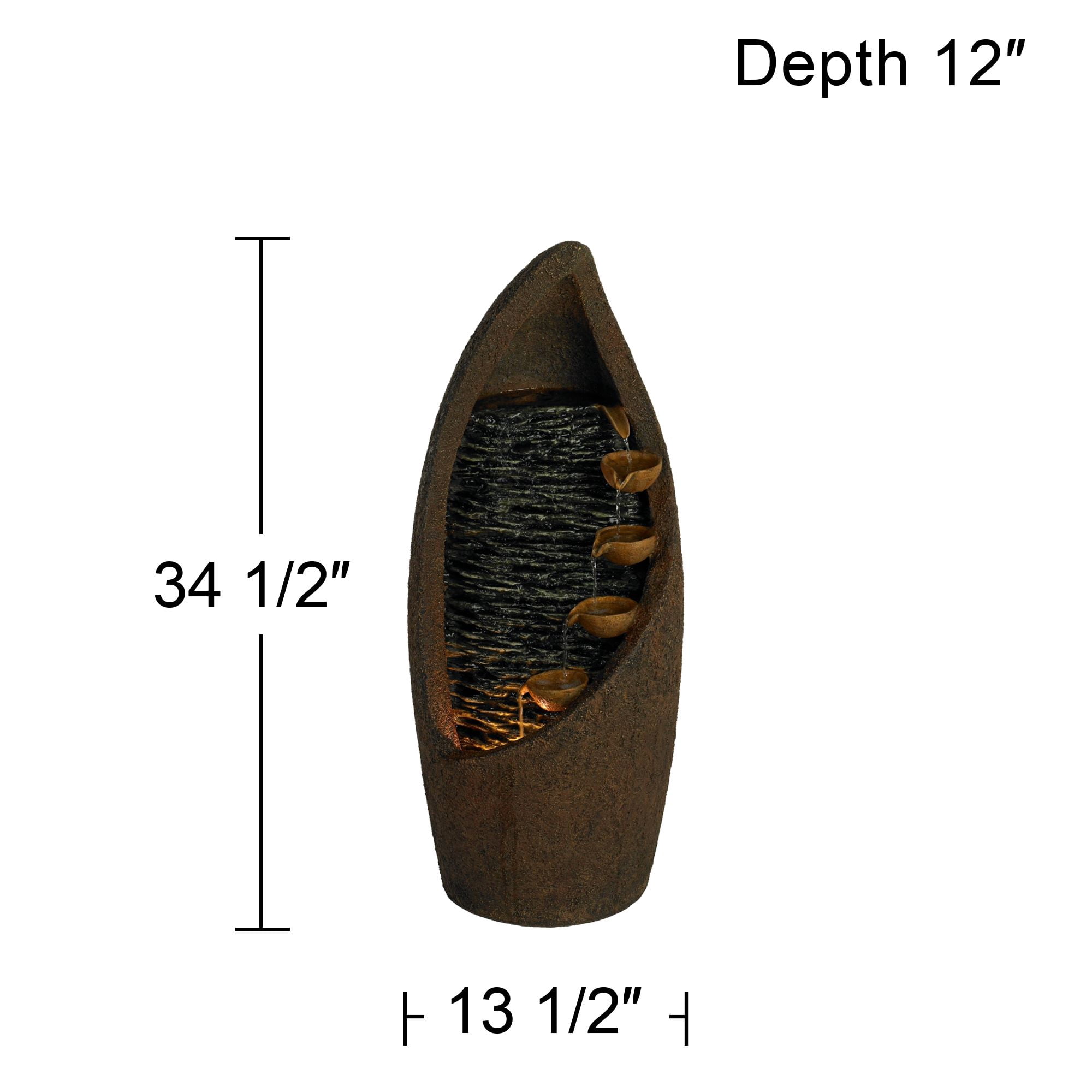 Nathan Cascade 34 1/2" High Large Rustic Indoor Outdoor Decor Faux Stone Floor Fountain with Light LED Outside