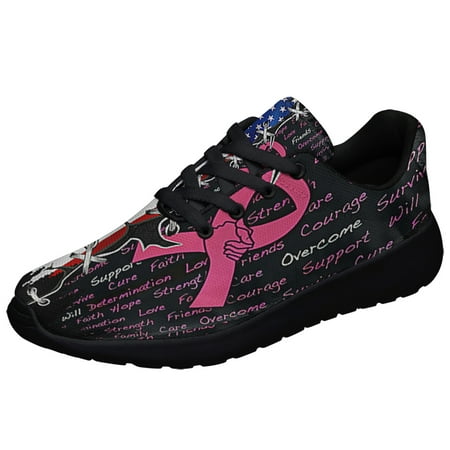 

BreaStCancer Awareness Shoes Sneakers Black Size 8.5