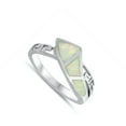 thumbnail image 4 of CHOOSE YOUR COLOR White Simulated Opal Greek Key Criss Cross Knot Ring Sterling Silver Band CZ Female Size 9, 4 of 4