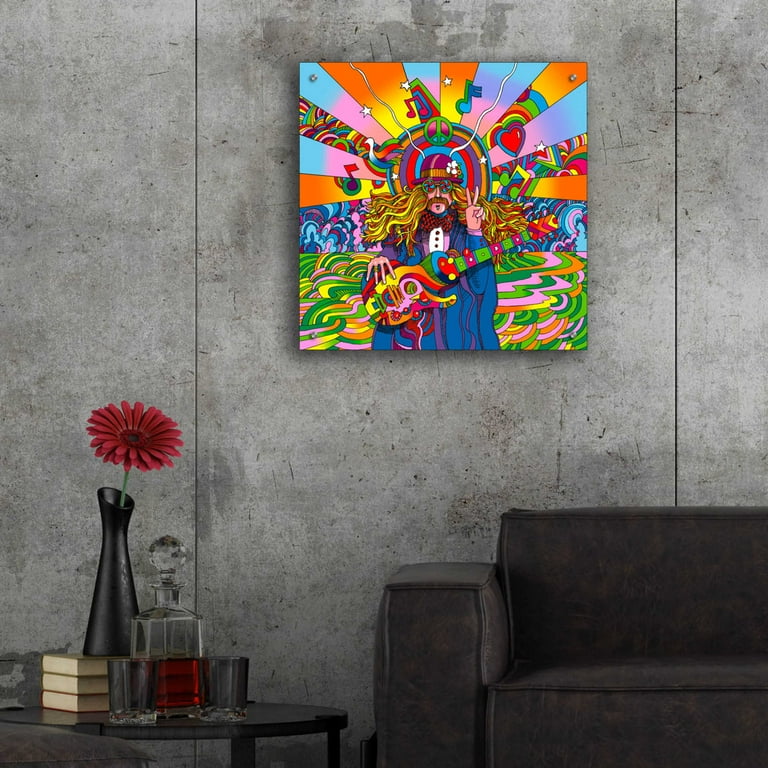 Epic Art 'Hippie Musician' by Howie Green, Acrylic Glass Wall Art