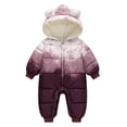thumbnail image 2 of Kogui Baby Snowsuit Tie Dye Hooded Romper Open Crotch Ski Suit Zipper Warm Jumpsuit Infant Winter Outdoor Snow Wear 12 18 Months (Red,12-18 Months), 2 of 6