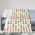 thumbnail image 1 of DouZhe Ultra-Soft Micro Fleece Lightweight Flannel Bed Blanket, Multicolored Sticks Wicker Print Cozy Warm Throw Blankets, 50"x40", 1 of 7