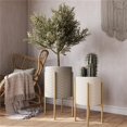 thumbnail image 1 of Aspire 8163 Chloe Modern Planters, Gray, White & Gold - Set of 2, 1 of 1