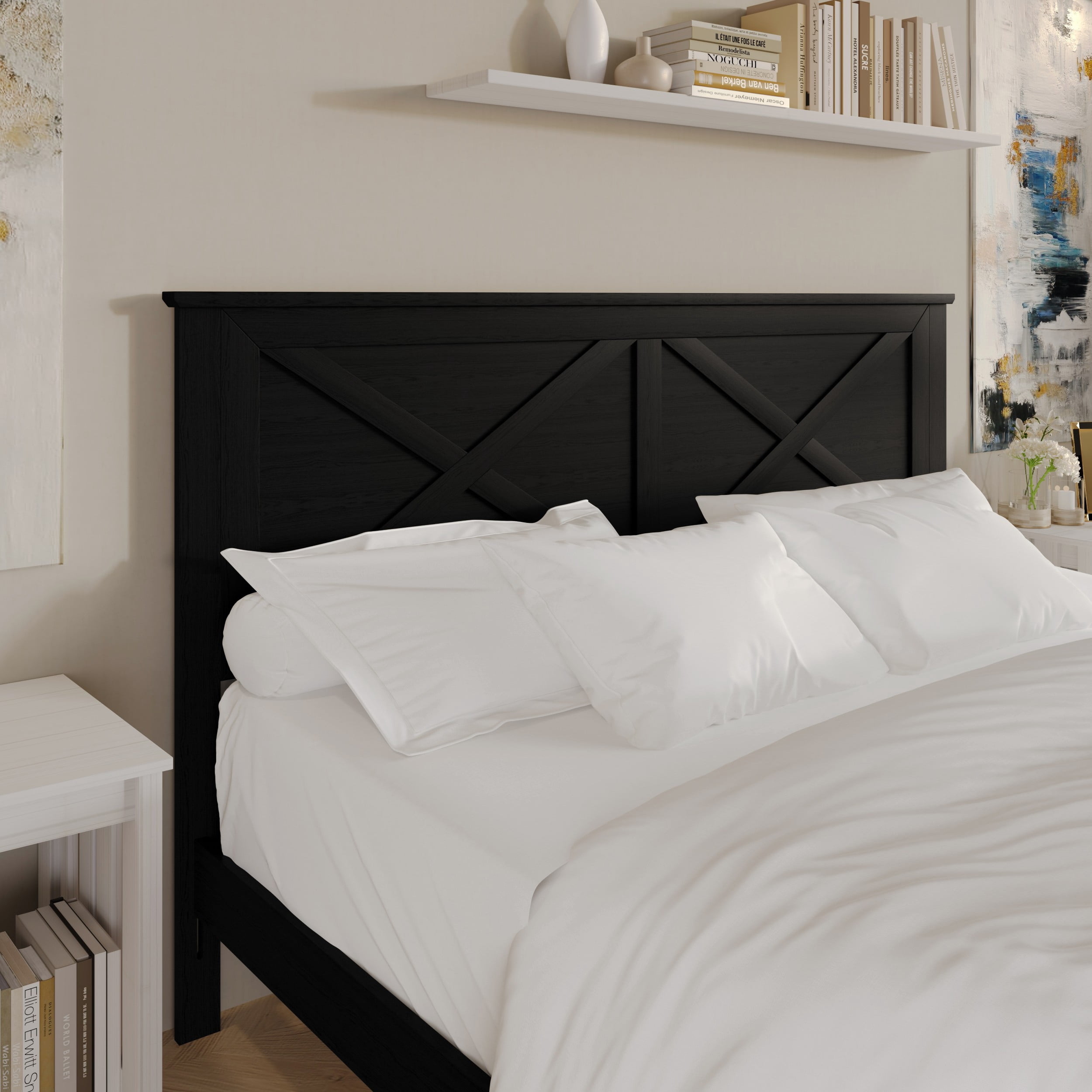 Home Design Raleigh King Wood Headboard, Black