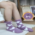 thumbnail image 2 of AUQ 5Pcs Fuzzy Socks for Women,Soft Coral Fleece Fun Socks for Women,Thick Insulation Design Fluffy Socks,Purple, 2 of 3