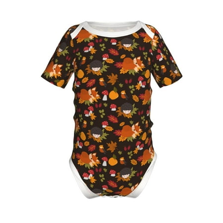 

Junzan Autumn Hedgehog and Fox Cute Print Short-Sleeve Baby Climbing Clothes Bodysuits for Infant One-Piece for Baby Boys & Girls Baby Clothes Baby Romper with Snap Closure-9M