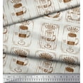 thumbnail image 3 of Soimoi Brown Cotton Voile Fabric Caramel & Americano Coffee Beverages Print Fabric by Yard 42 Inch Wide, 3 of 3