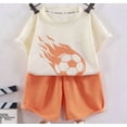 thumbnail image 4 of Letdown Toddler Boys Soccer Print Outfits Crew Neck Short Sleeve Tee Shirts and Solid Color Comfortable Shorts Activewear Two Piece Set Summer Clothes Outfits 3-12 Years Outdoor Wear, 4 of 5