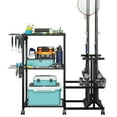 thumbnail image 3 of TC-HOMENY Multifunctional 3-Tier Fishing Rod Holder Cart, Fishing Pole Rack Stand Storage up to 10 Rods w/ Lockable Wheels, Fishing Tackle Gear Organizer Storage Cabinet for Room, Garage, Basement, 3 of 4