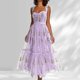 thumbnail image 1 of WILLBEST Vestidos de Mujer Vestidos de Fiesta con Bordado de Flores para Mujer Vestidos de Fiesta de Noche Formales de Hada de Corte A con Corsé Hasta La Rodilla Chica, 1 of 3
