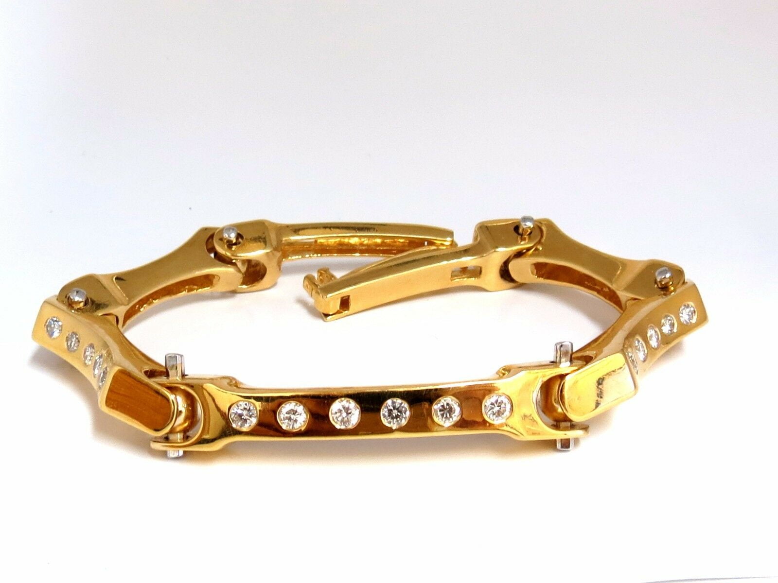 2.40CT NATURAL DIAMONDS MENS 3D BONE BOLT WRENCH MECHANIC BRACELET 14KT
