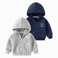 thumbnail image 4 of TOWED22 Kids Zip Up Hoodie School Uniform Boys Girls Zipper Sweatshirt Oversized Y2K Fall Hooded Jackets With Pockets Preppy Clothes,Navy,4-5 Y, 4 of 4