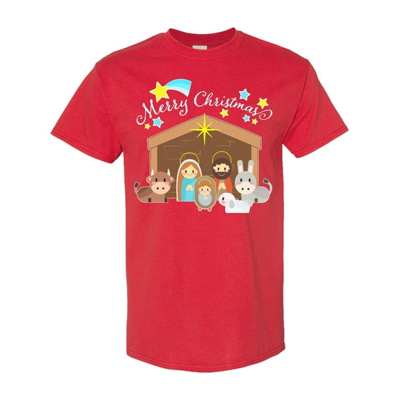 Inktastic Merry Christmas Cute Nativity Scene T-Shirt