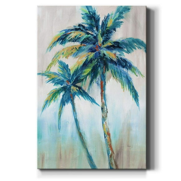 Renditions Gallery Canvas Nature Artwork for Home Green Blue Palm Trees Rustic Abstract Paintings for Bedroom Living Room Office Walls - 32"X48" LT15