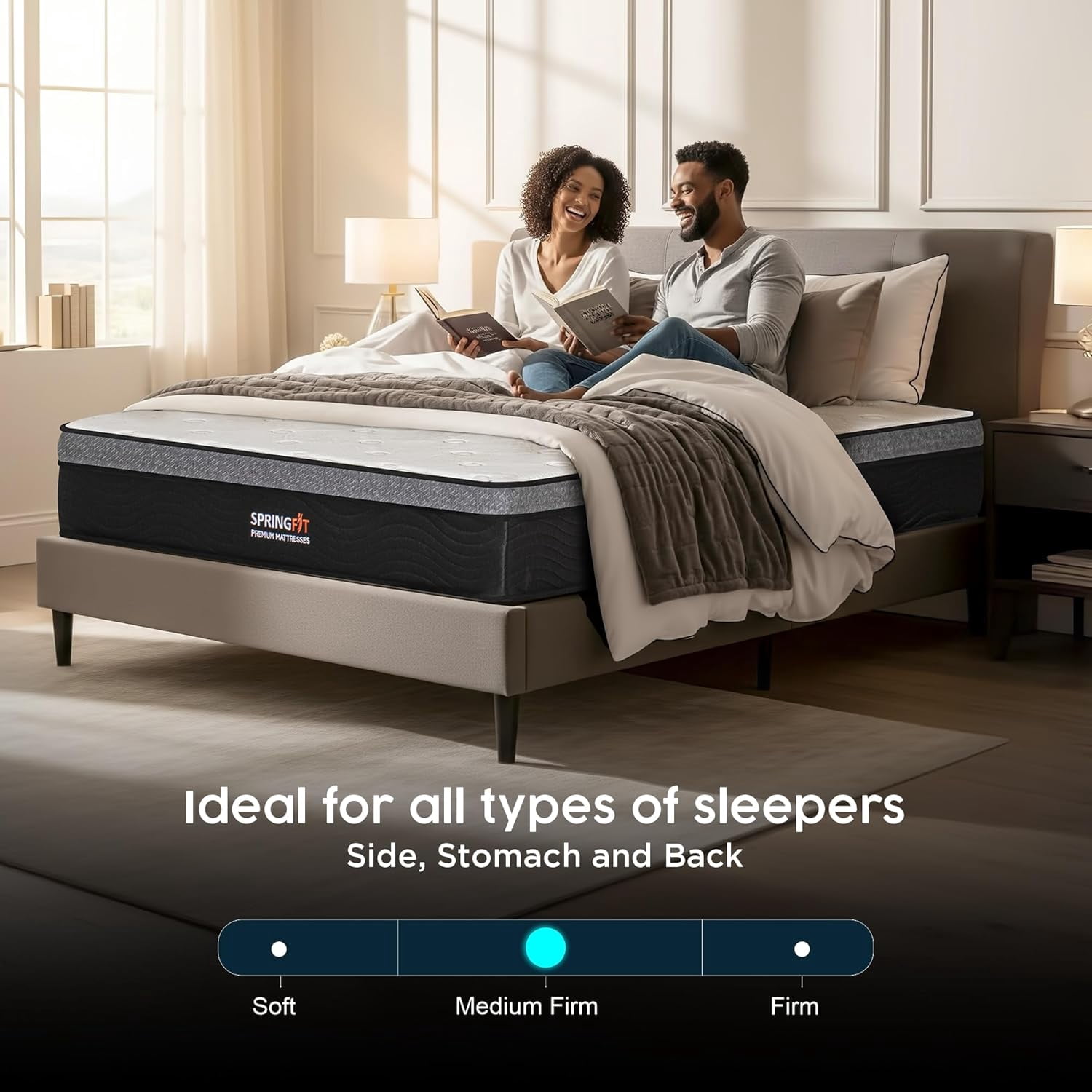 Springfit Hybrid King Mattress, 10 Inch King Size Mattresses in a Box with Helical™ Pocket Coil for Pressure Relief, No Box Spring Need for Spring Hybrid Colchones with CertiPUR-US Certified