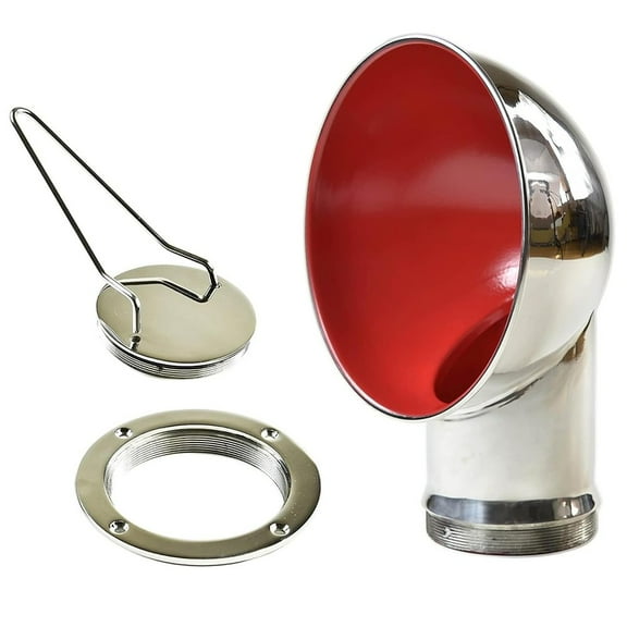 MARINE CITY 304 Grade Stainless Steel Round Red Cowl Vent and Round Inspection Deck Plate with Deck Plate Key 3 Inches for Marines  Boats  Yachts  Ships