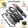 thumbnail image 6 of Rome Tech for Apple iPhone 15 Pro Max (2023) Case with Belt Clip Holster & Kickstand, Dual-Layer Shockproof Case - Black & Orange, 6 of 10