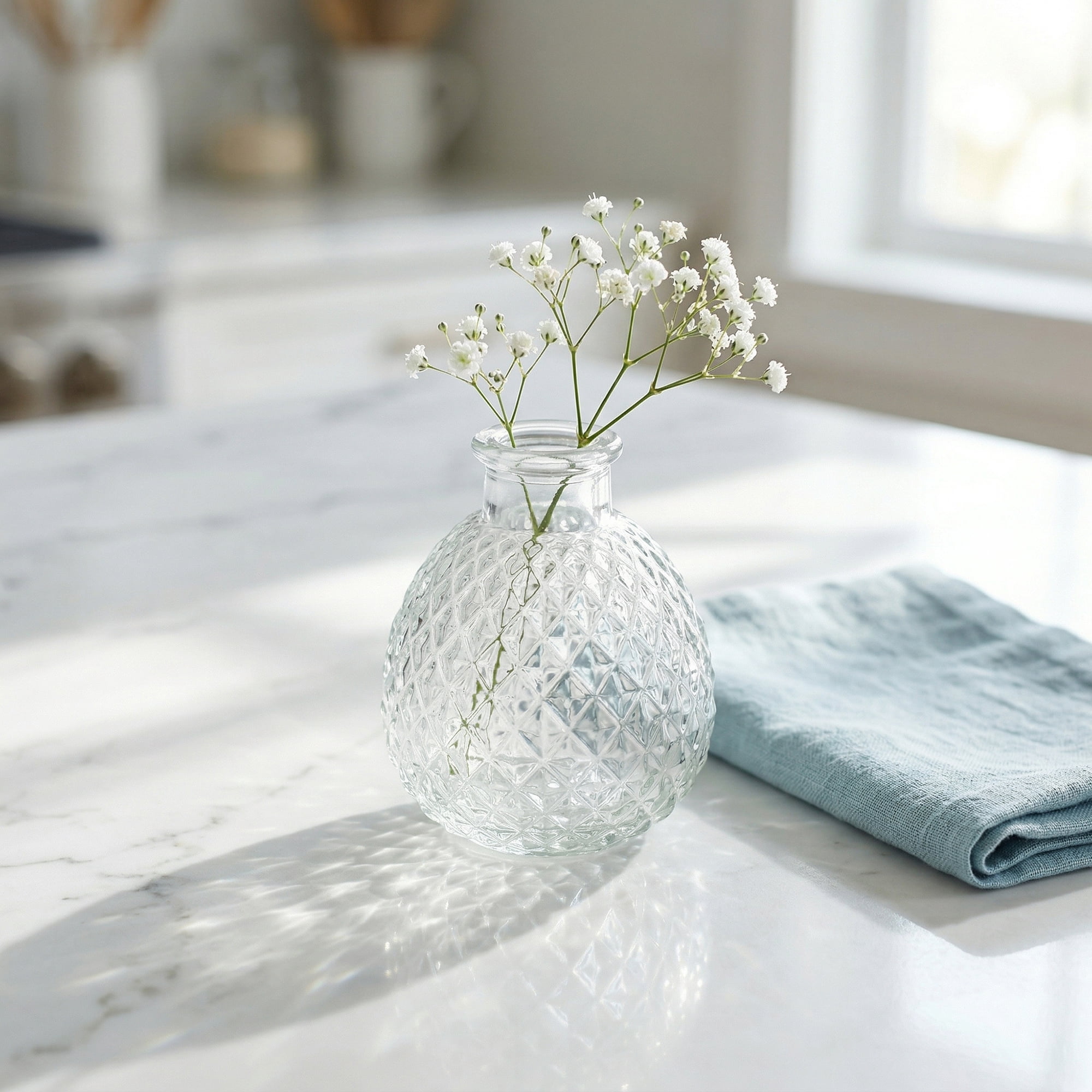 Unique Bargains Glass Bud Vases Set for Small Flower Vases Clear 2.8"L x 2.8"W x 3.3"H