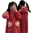 thumbnail image 5 of Pijama de invierno para mujer, grueso, con estampado de pato Donald, de polar coral, para estudiantes, 5 of 5