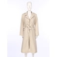thumbnail image 3 of TiaoBug Women's Long Trenchcoat Classic Lapel Trench Coat Flap Pockets Windproof Jacket Self-Tie Overcoat Beige XL, 3 of 7