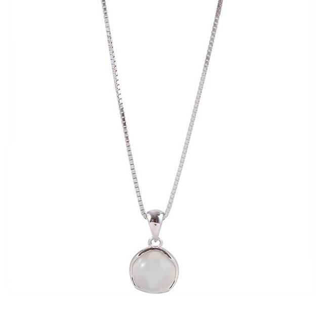 Collar con colgante de piedra lunar redondo blanco YONGSHENG collar corto simple con dije