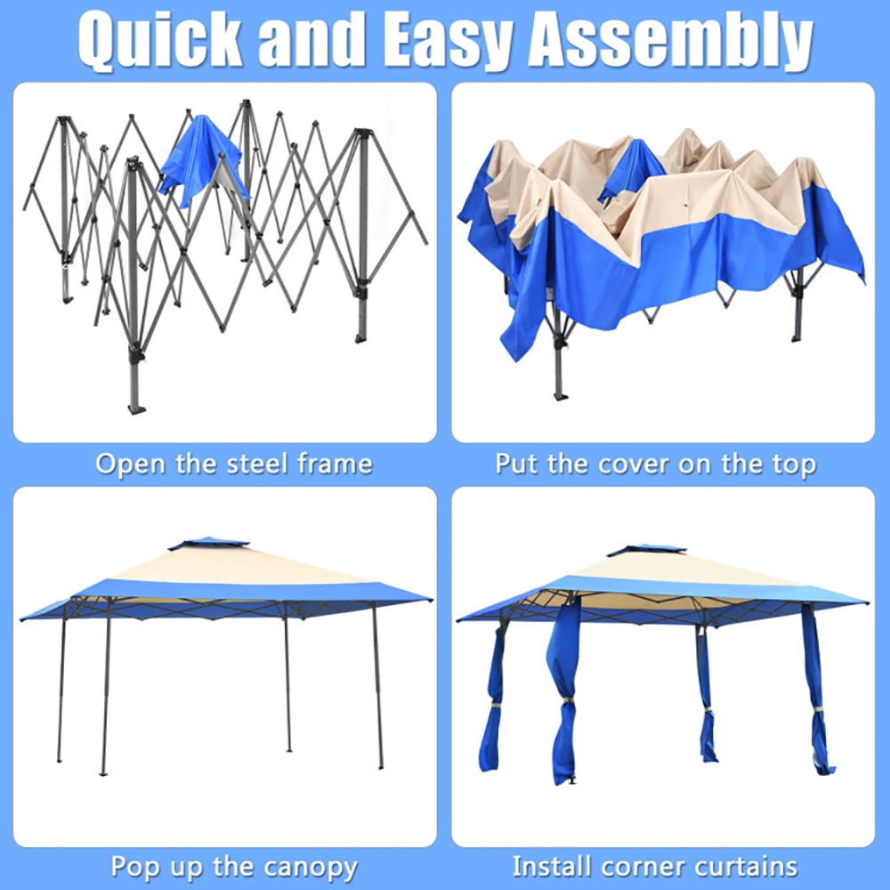 Aimee Lii 13 Feet x 13 Feet Pop Up Canopy Tent Instant Outdoor Folding Canopy Shelter, Backyard Canopy Gazebo, Blue