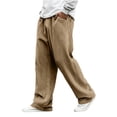 thumbnail image 2 of Dresfit Men's Baggy Pants Wide Leg Corduroy Sweatpants Drawstring Textured Lounge Trousers 2026 Spring Solid Straight Leg Lightweight Big and Tall Pant Khaki 5XL, 2 of 6