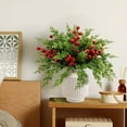 thumbnail image 6 of Steadline Christmas Pine Needle and Berry Decor Set - Plastic Holiday Arrangement for Tabletop Mantel Display - Festive Home Office Seasonal Decoration, 6 of 6