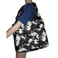 thumbnail image 3 of Fun Print Shoulder Tote Bag Faux Leather Lined and Inner Slip Pocket Black and White Abstract Flowers, 3 of 3