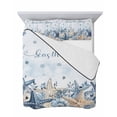 thumbnail image 7 of Quilts Twin-XL Size Bedding Set, Navy Blue Starfish Coastal Lightweight Quilted Comforter, Nautical Summer Beach Coral Shell Soft Bedspread Coverlet with Pillow Covers for All Season, 68" x 98", 7 of 7