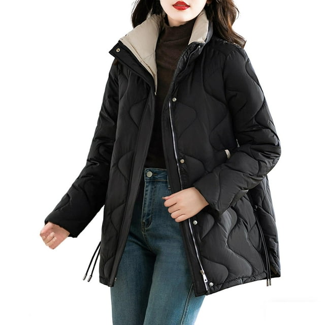 Doudoune Femme Manches Longues avec Poches Style Décontracté Hiver