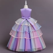 HAWEE Girls Unicorn Princess Dress Fancy Party Costume Dress up Wedding Birthday Party Gown for Age 2-11 Years Old