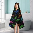 thumbnail image 6 of Black Cartoon Colorful Dinosaurs Skeletons Pattern Hooded Bath Towel，50"x30" for Ages 3 To 12 Kids, Quick Dry Lightweight Soft Microfiber Hood Beach Towel Cover Up for Kids, 6 of 7