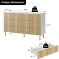 thumbnail image 3 of Rugerasy 6 Drawer Dresser,Modern Dresser for Bedroom with Gold Handle and Large Drawer,Wood Double Chest of Drawers and Storage Organizer for Living Room,Hallway,Entryway,White+Original Wood, 3 of 6