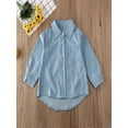 thumbnail image 3 of Gureui Baby Girls Autumn Warm T-Shirt, Toddler Denim Letter Print Long Sleeve Blouse Top, 3 of 5