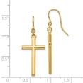 thumbnail image 3 of 14k Yellow Gold Cross Shepherd Hook Drop Dangle Earrings Religious, 3 of 7