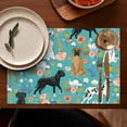 thumbnail image 4 of Dog Pattern with Pioneer Flower Background Summer Placemats Table Placemats Set Of 6-Linen Kitchen Washable Placemats Table Mats 11.8"x17.7"Non-Slip Heat Resistant, 4 of 5