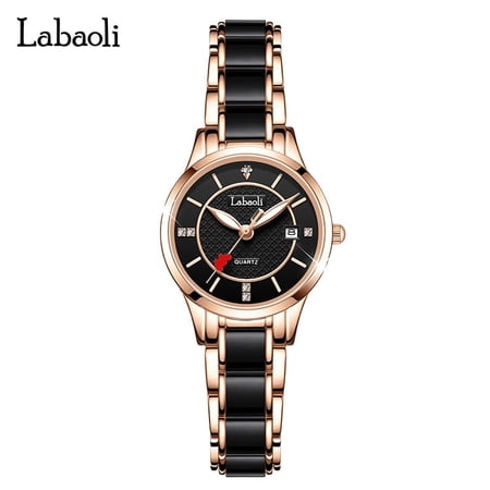 Explojoy Women's Luxury Ceramic Quartz Watch – Waterproof Elegant Timepiece with Calendar & Luminous Dial