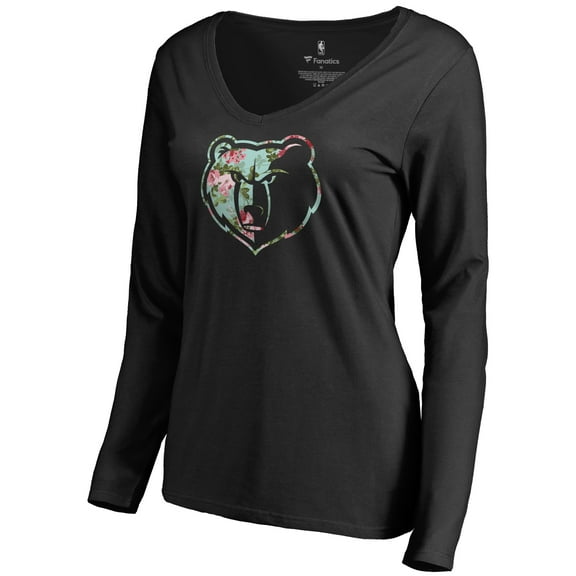 Women's Black Memphis Grizzlies Lovely Long Sleeve V-Neck T-Shirt